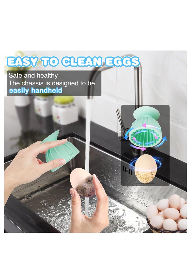 Excefore Egg Cleaner Brush for Fresh Eggs, 2 Pack Silicone Egg Cleaning Brush, Egg Cleaner Scrubber Rotary, Egg Washer, Reusable and Easy to Clean Egg Washing Brush, Kitchen Tools for Egg, Green - Image 2