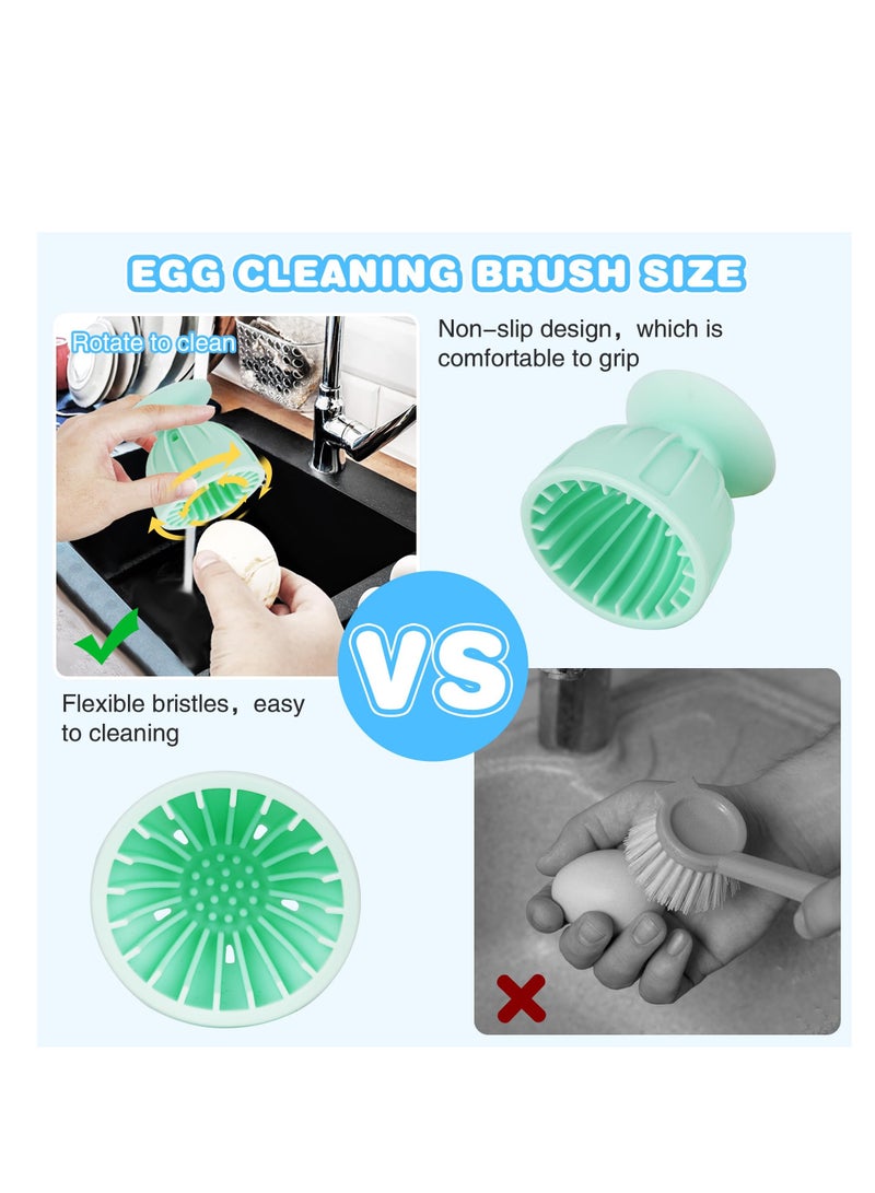 Excefore Egg Cleaner Brush for Fresh Eggs, 2 Pack Silicone Egg Cleaning Brush, Egg Cleaner Scrubber Rotary, Egg Washer, Reusable and Easy to Clean Egg Washing Brush, Kitchen Tools for Egg, Green - Image 4