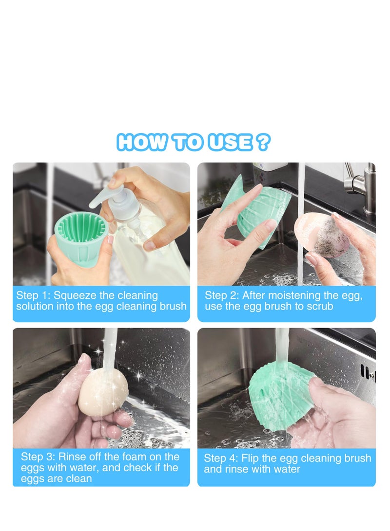 Excefore Egg Cleaner Brush for Fresh Eggs, 2 Pack Silicone Egg Cleaning Brush, Egg Cleaner Scrubber Rotary, Egg Washer, Reusable and Easy to Clean Egg Washing Brush, Kitchen Tools for Egg, Green - Image 3