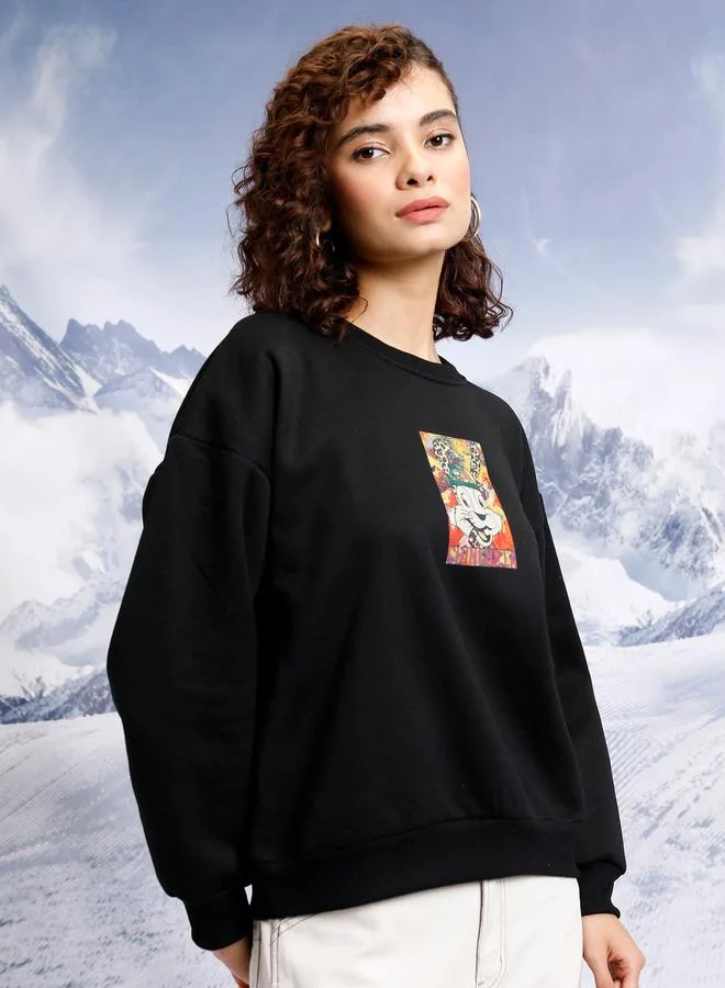 Tokyo Talkies Oversized Graphic Print Round Neck Sweatshirt by Styli