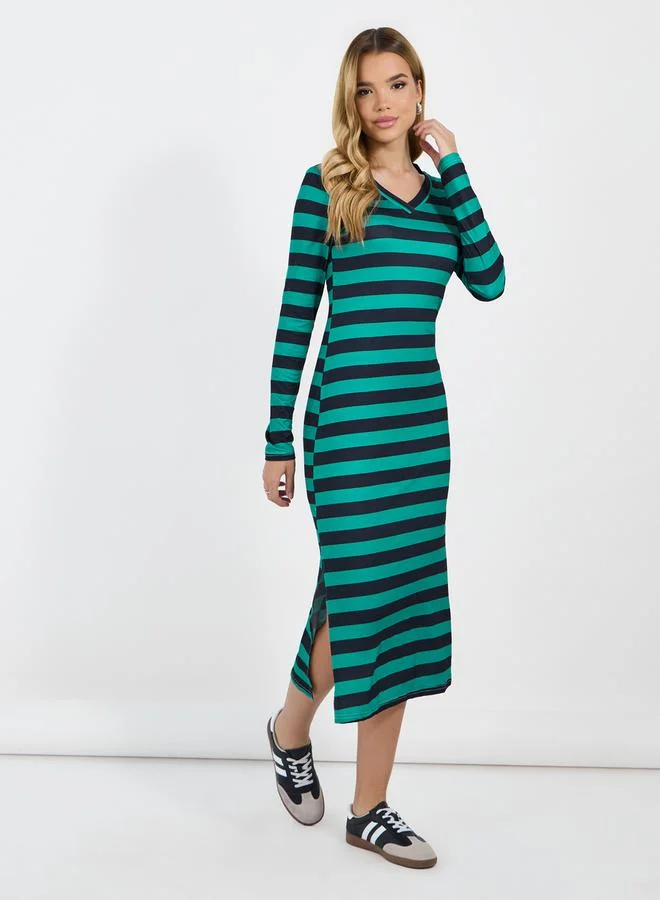 Styli Striped Knit Dress