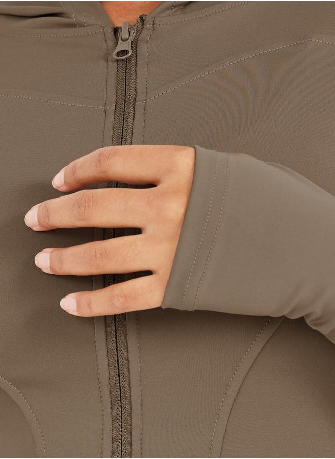 Styli Contour Seam Thumbhole Detail Zip Up Jacket  - Image 3