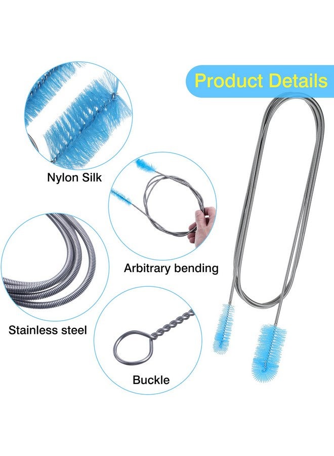 Patelai 6 Pieces Aquarium Filter Brush Set Include Double-Ended Hose Brush and Straw Nylon Brush Stainless Steel Flexible Spring Brush Assorted Sizes Long Tube Cleaning Brush for Fish Tank Home Kitchen - Image 3