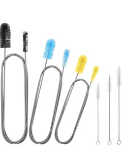 Patelai 6 Pieces Aquarium Filter Brush Set Include Double-Ended Hose Brush and Straw Nylon Brush Stainless Steel Flexible Spring Brush Assorted Sizes Long Tube Cleaning Brush for Fish Tank Home Kitchen  - Image 1