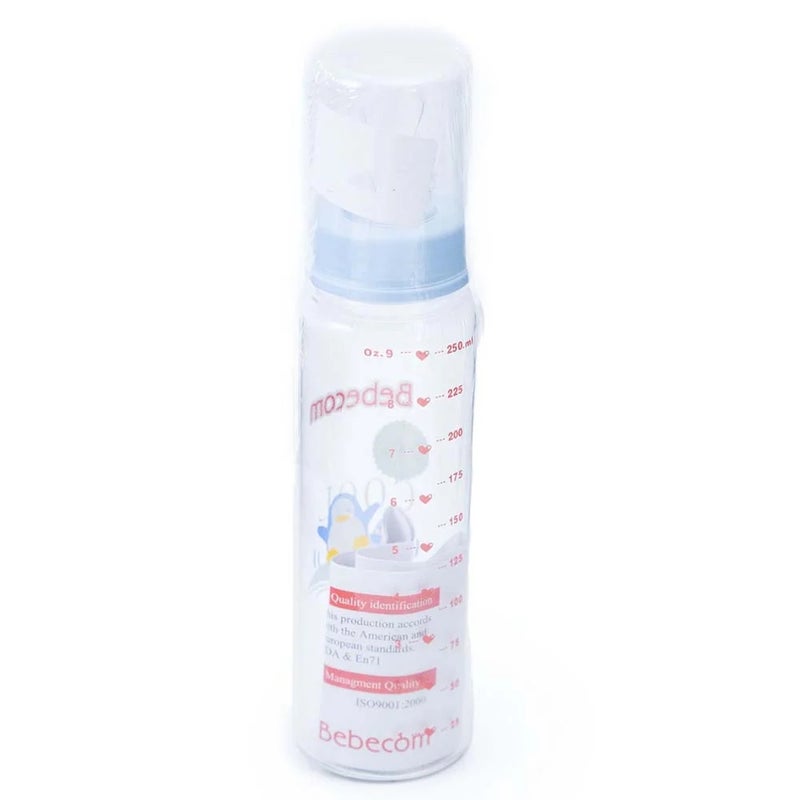 Bebecom Glass Bottle, 250ml, Blue (A373) - Image 1