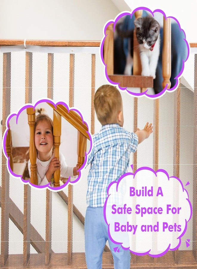 tupi Banister Guard for Baby - 10ft Lx 3ft H, Premium Balcony Netting for Pets, Child Safety Net, Stair Railing Proof Mesh for Kids, Toys, Pets - White - Image 2