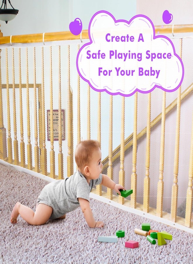 tupi Banister Guard for Baby - 10ft Lx 3ft H, Premium Balcony Netting for Pets, Child Safety Net, Stair Railing Proof Mesh for Kids, Toys, Pets - White - Image 4