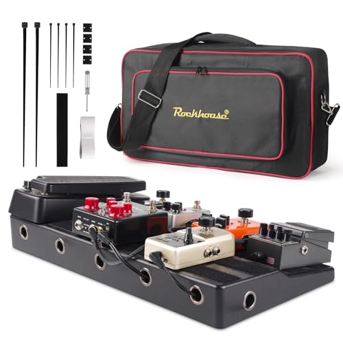 Rockhouse Pedalboard, Guitar Pedal Board Case 20" x 10" Light Effect Boards with Compartment for Power Supply, Gig Bag, Mounting Tape, Cables Ties - Image 1