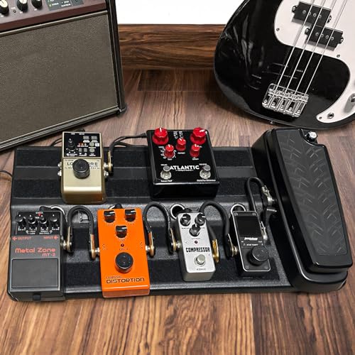Rockhouse Pedalboard, Guitar Pedal Board Case 20" x 10" Light Effect Boards with Compartment for Power Supply, Gig Bag, Mounting Tape, Cables Ties - Image 5