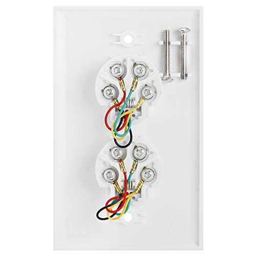 Cmple - Double RJ11 Connector with 4 Conductors Phone Wall Plate Jack 6P4C Telephone Dual Jack Wallplate with Screws - Image 2