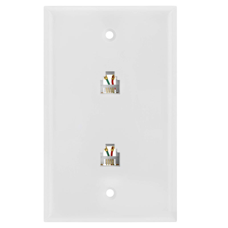 Cmple - Double RJ11 Connector with 4 Conductors Phone Wall Plate Jack 6P4C Telephone Dual Jack Wallplate with Screws - Image 5
