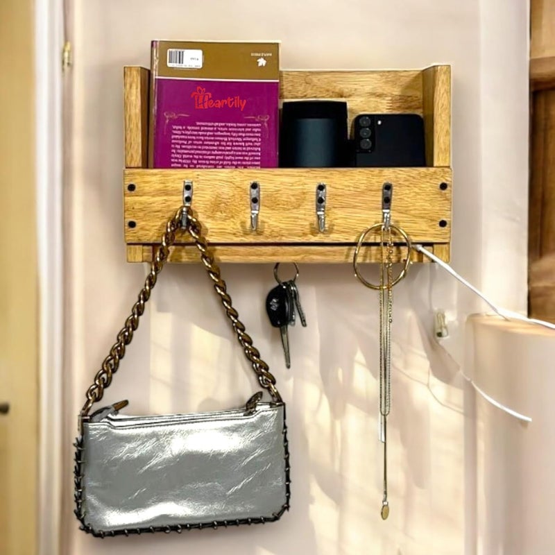 Heartily Wall Mounted Key Rack Shelf for Living Room Shelves Wall Shelf for Home keyholder with Shelf for Home Decor KRH2
