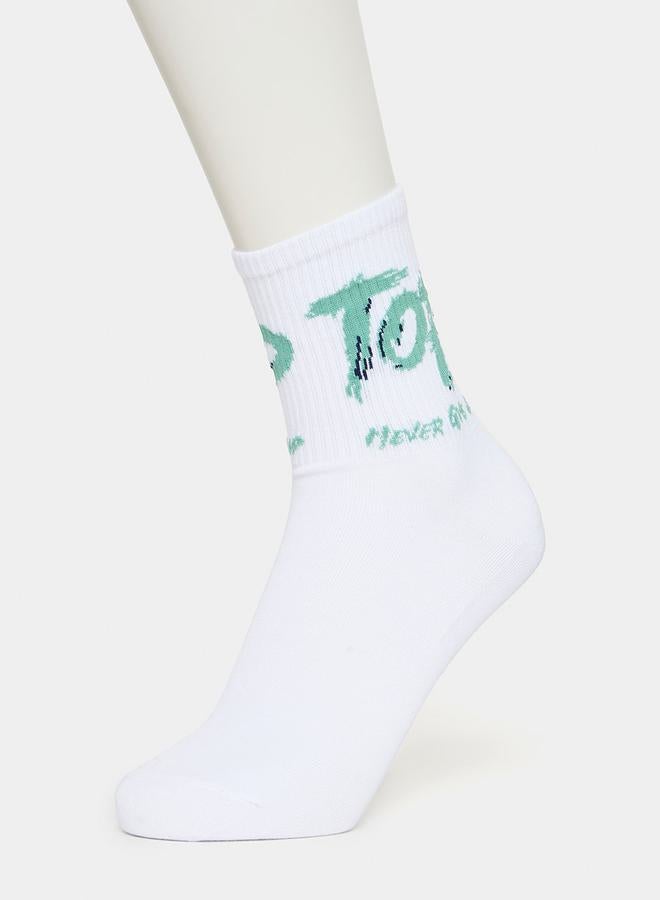 Styli Graphic Print Crew Socks  - Image 1