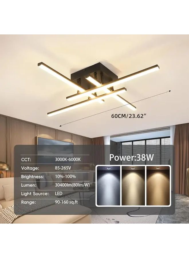 Modern LED Ceiling Light Fixture Black 3 Color Modes Flush Mount Dimmable Aluminum Adjustable Color Temperature 3000K to 6000K for Bedroom Kitchen Living Room Hallway Entrance Minimalist Design - Image 3