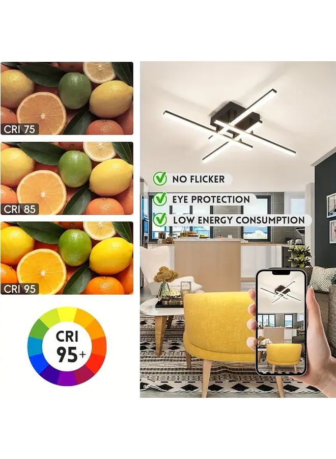 Modern LED Ceiling Light Fixture Black 3 Color Modes Flush Mount Dimmable Aluminum Adjustable Color Temperature 3000K to 6000K for Bedroom Kitchen Living Room Hallway Entrance Minimalist Design - Image 4