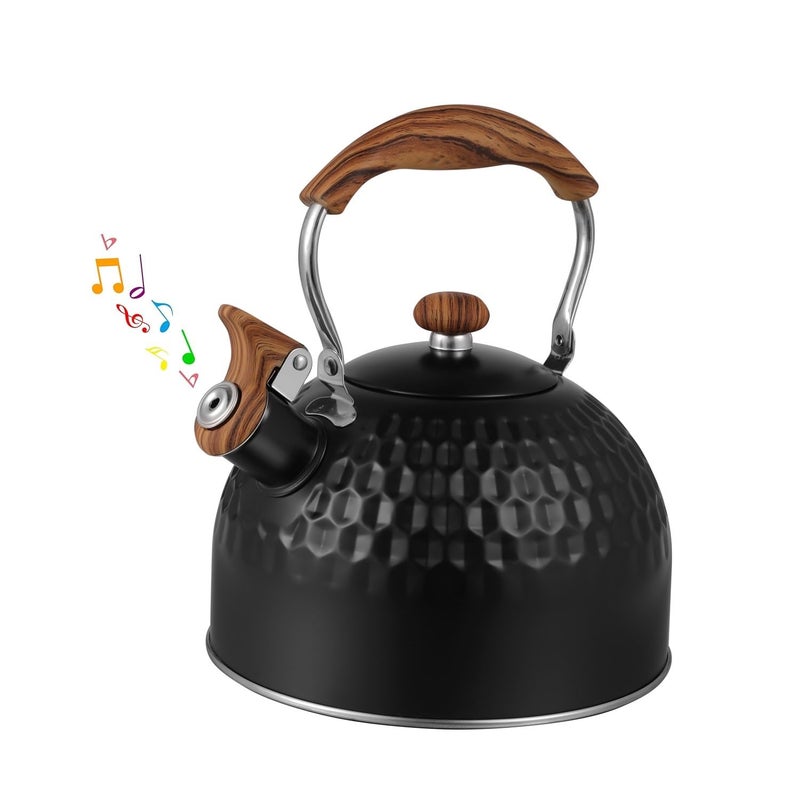 GHJETW Tea Kettle Stovetop Whistling Teakettle Teapot Stainless Steel 25 L Black - Image 2