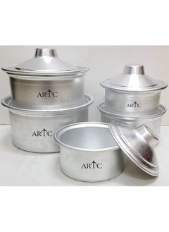 ARTC 10-Piece Basari Cooking Pot Silver Pot 17.5 x 8, Pot 18.5 x 9.5, Pot 19.5 x 10, Pot 23 x 11, Pot 25 x 12cm (5Pcs Pot, 5Pcs Lid)  - Image 1