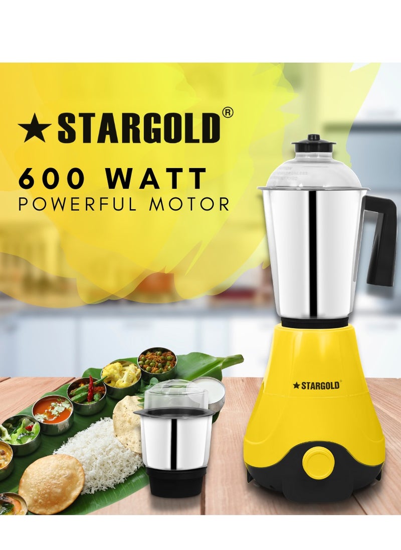 Stargold 2 In 1 Mixer Grinder 600 Watts Powerful Copper Motor With 1.2 Liter 3 Stainless Steel Liquidizing Jar And Blades  - Image 2