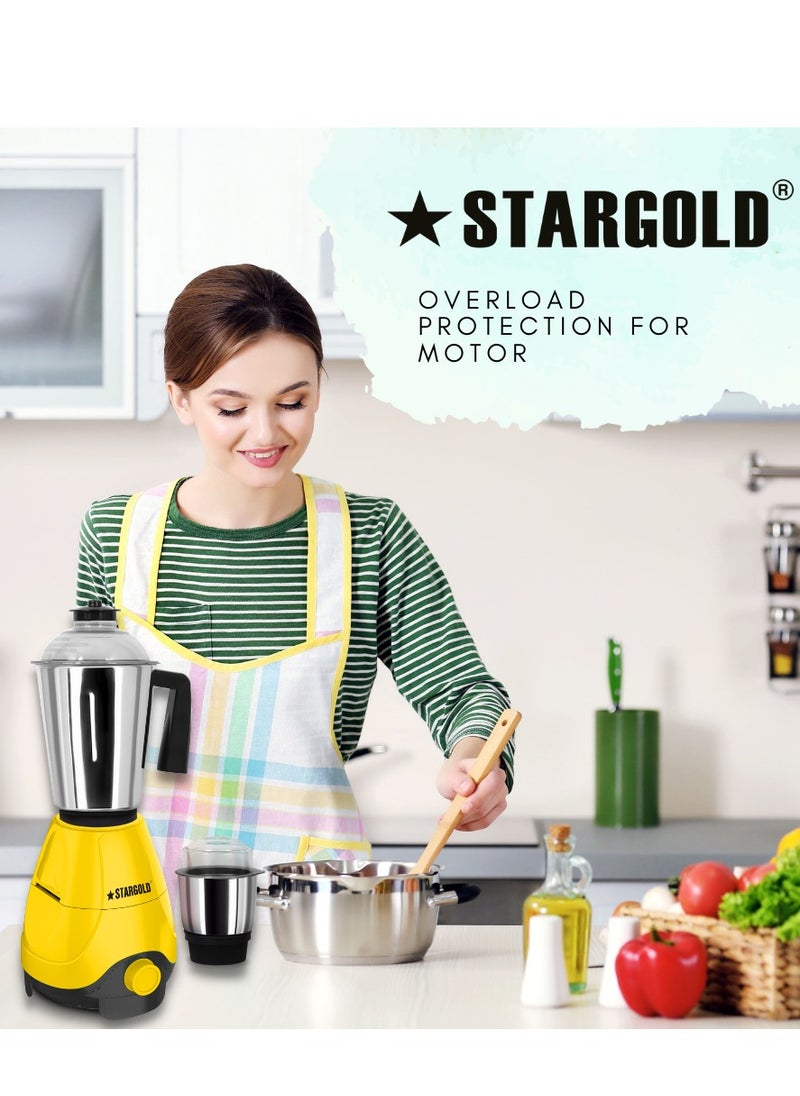 Stargold 2 In 1 Mixer Grinder 600 Watts Powerful Copper Motor With 1.2 Liter 3 Stainless Steel Liquidizing Jar And Blades  - Image 3