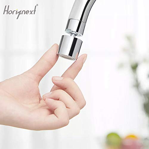 Horiznext faucet aerator for kitchen bathroom sink, tap head sprayer 360 degree swivel filter attachment hose extender no splash water nozzle (1 pc with adapter) - Image 2