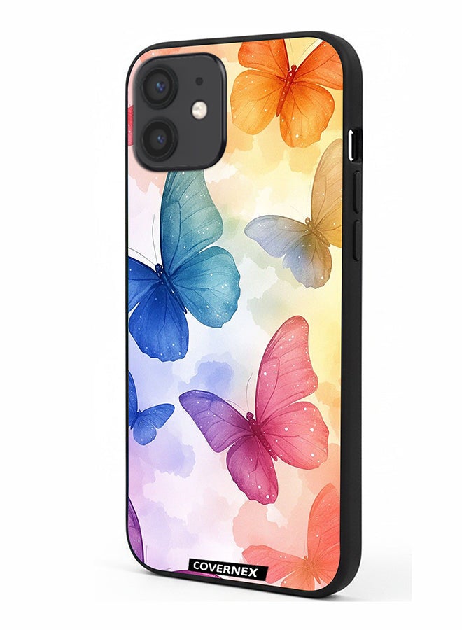 Covernex Apple iPhone 12 Protective Case Cover Printed Featuring Dreamy Pastel Floating Butterflies - Image 1