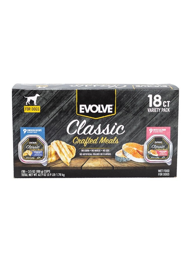Evolve Classic Crafted Meals Variety Pack Chicken Recipe & with Salmon Wet Dog Food | 3.5 oz - 18 pack - Image 1