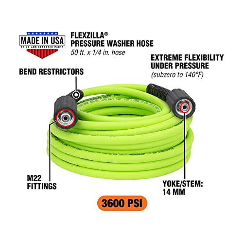 Flexzilla HFZPW36450M-E 3600 PSI, 50' Pressure Washer Hose, 1/4 in. x 50 ft, ZillaGreen - Image 2