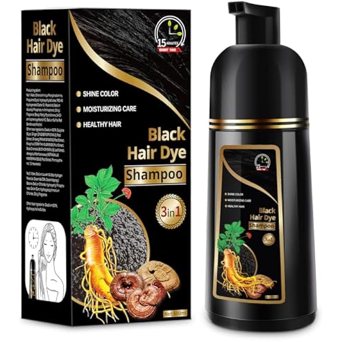 HAIR DYE SHAMPOO FOR GRAY HAIR, 3 IN 1 HERBAL DYE FOR WOMEN MEN, HAIR COLOR SHAMPOO 500ML (BLACK) - Image 1
