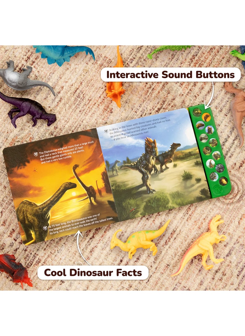 Li'l-Gen Li'l-Gen Dinosaur Toys for Boys & Girls, Kids 3+ - 12 Realistic Looking 7” Dinosaur Toy Figures with Interactive Sound Book, Activity Play Mat, Tree Figures, and Rocks - Educational Children Play Set  - Image 4