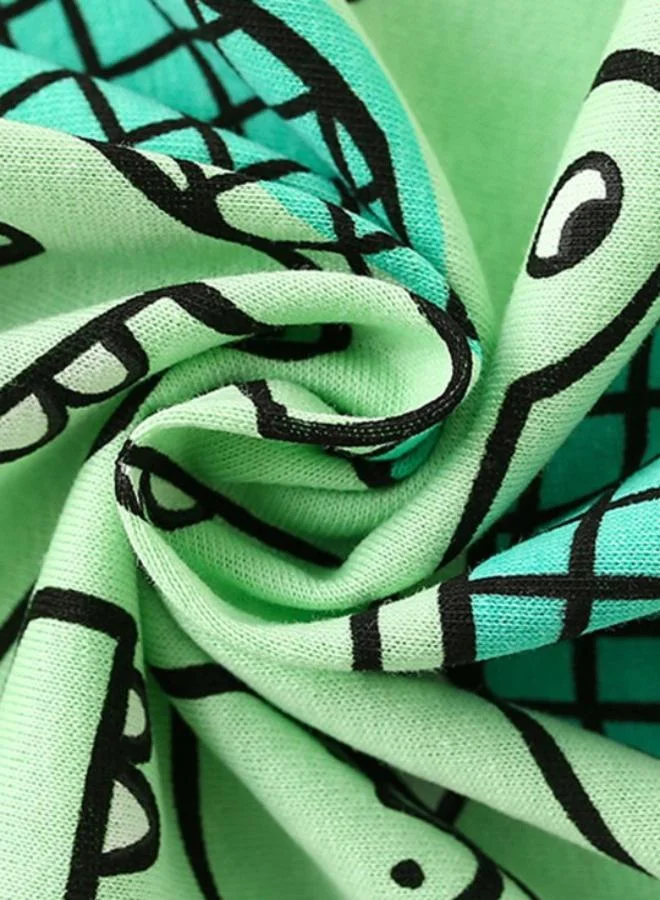 يونيكي Green Crew Neck Short Sleeve Printed Tshirt & Shorts