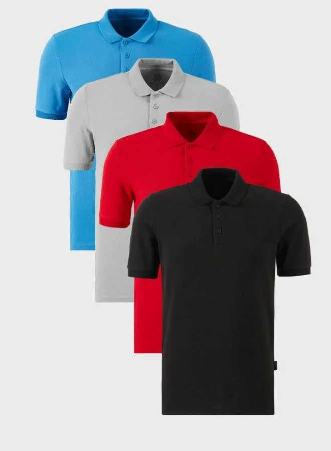 Buratti  Buratti Cotton Regular Fit Buttoned Polo Collar 4-Pack T Shirt Men's T-SHIRT 5902127S4 for Men | Best Price UAE