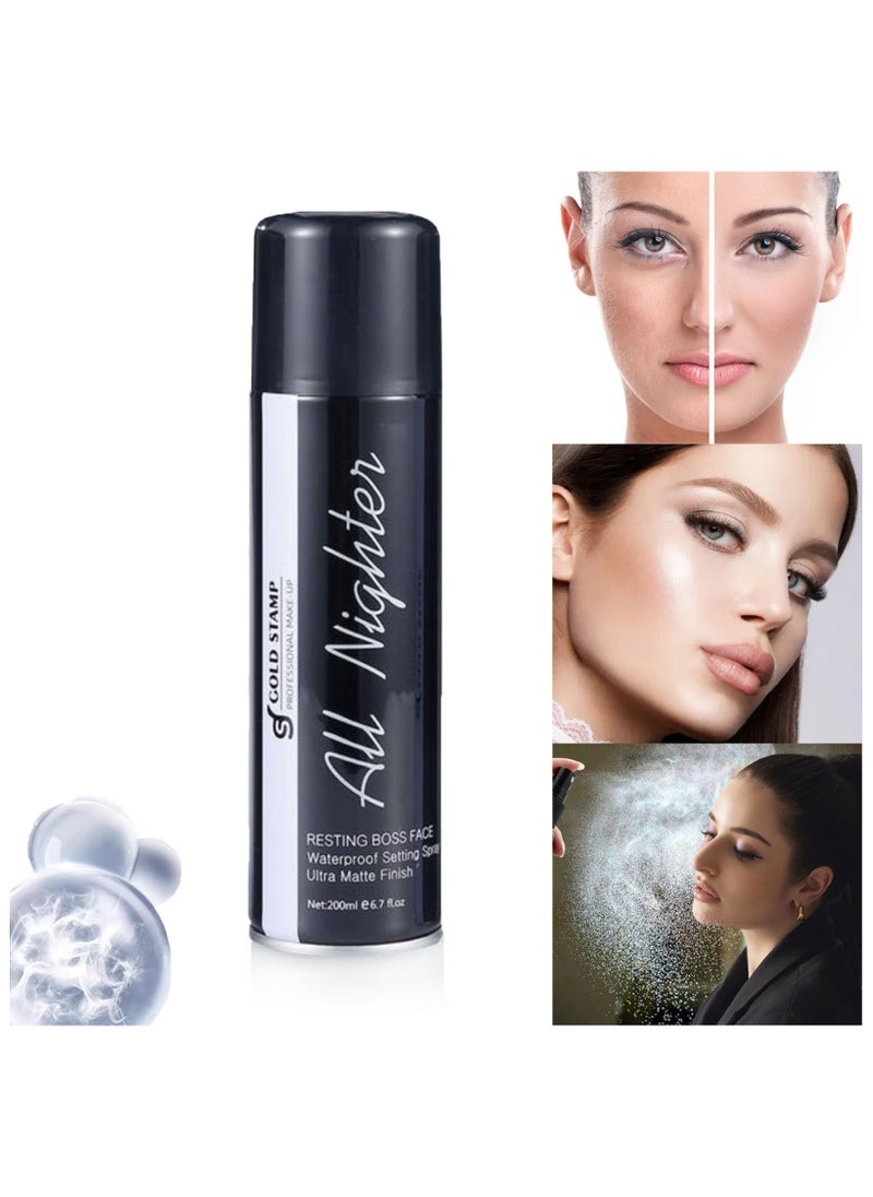Handaiyan Setting Spray Makeup Dewy Finish Matte Mist Waterproof Ultra Long Lasting,Fresh,Non-sticky and Breathable Makeup Fixer Keep It Perfect Resting Boss Face for All Skins 200ml Clear  - Image 1