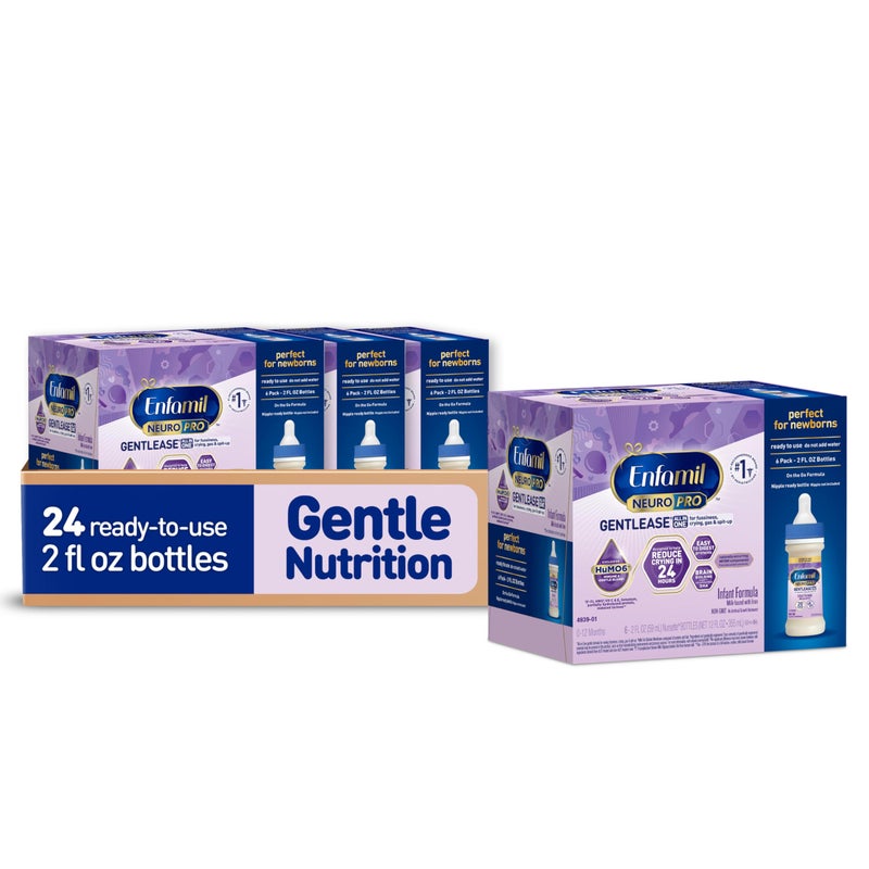 Enfamil Neuropro Gentlease Ready To Feed . Nursette Bottle Ease Gas & Crying Vitamins & Minerals for Immune Support Baby Formula Inspired by Breast Milk DHA MFGM Iron ,6 count (Pack of 4) - Image 1
