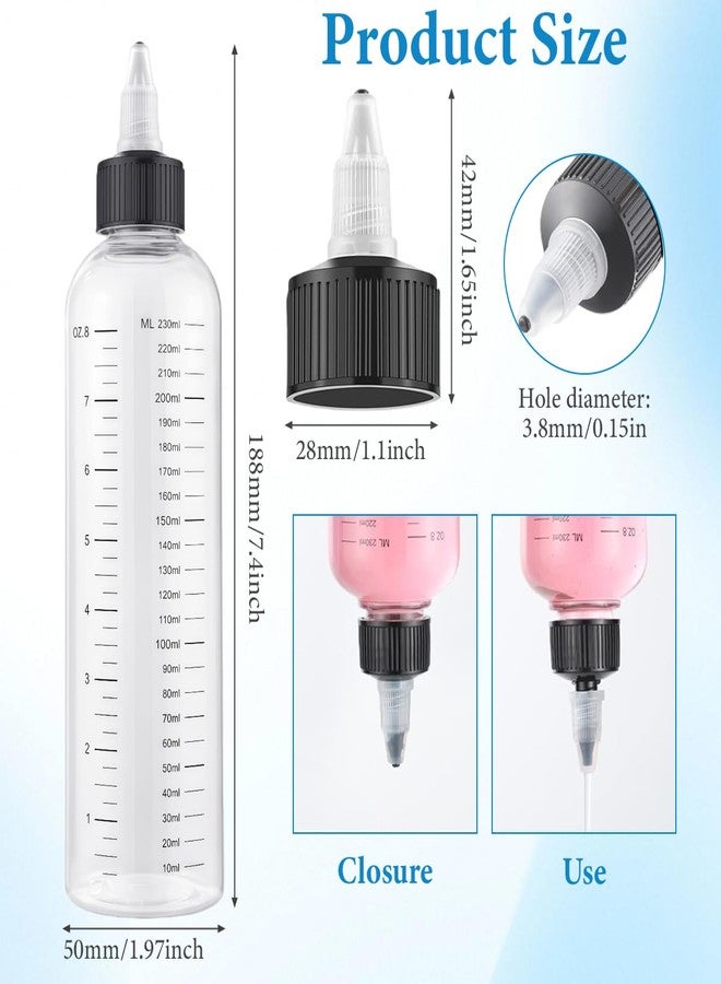 VANTOBEST 2 Pack 8.5oz Hair Dye Applicator Bottles Clear Plastic Squeeze Bottle with Graduated Scale and Twist-On Tip Cap Hair Oil Color Dispenser for Salon Stylist Home Use - Image 2
