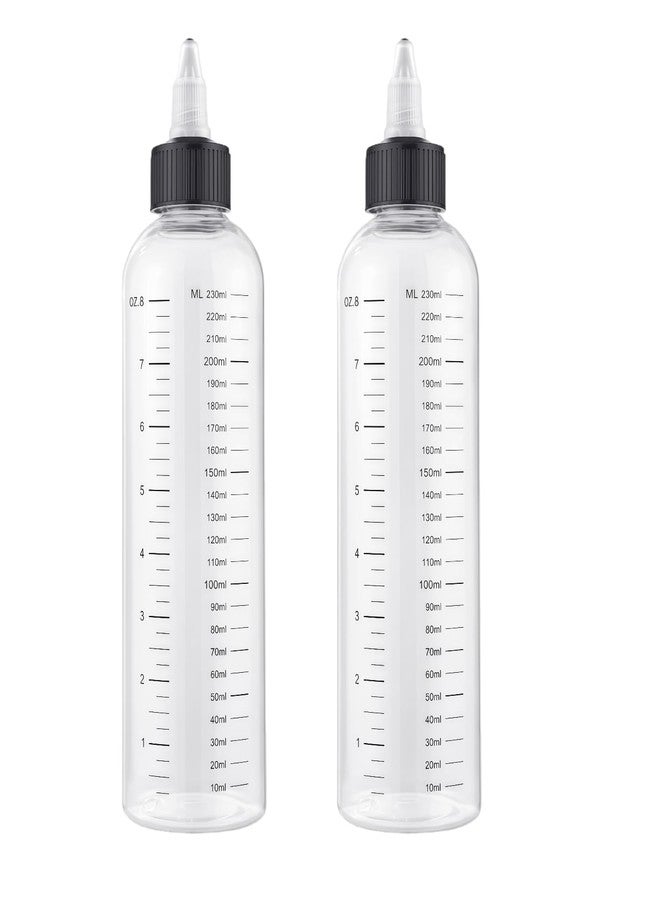 VANTOBEST 2 Pack 8.5oz Hair Dye Applicator Bottles Clear Plastic Squeeze Bottle with Graduated Scale and Twist-On Tip Cap Hair Oil Color Dispenser for Salon Stylist Home Use - Image 1