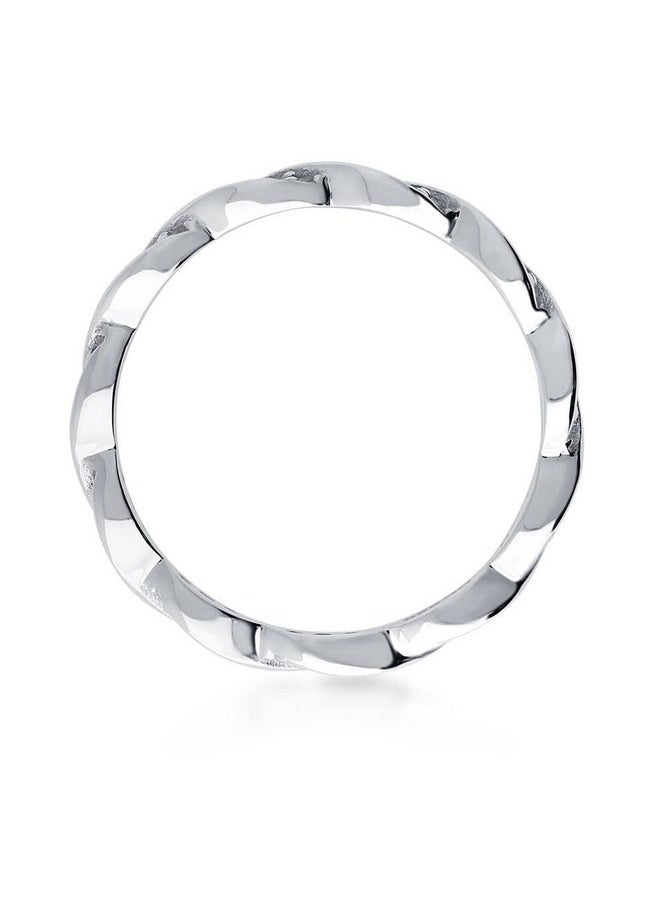 Berricle Sterling Silver Woven Wedding Rings Pave Set Cubic Zirconia Cz Eternity Ring For Women Rhodium Plated Size 6.5  - Image 3