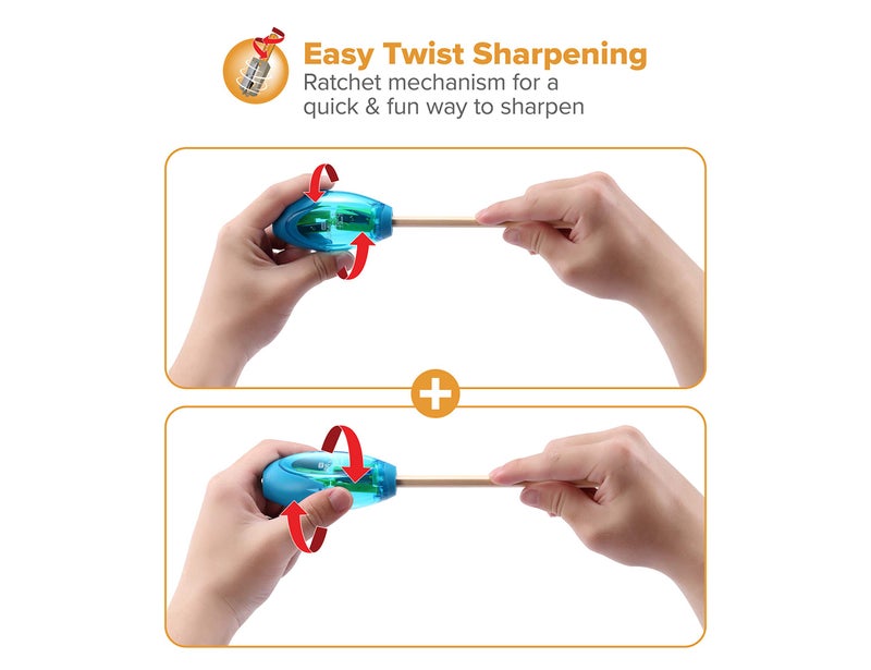Bostitch مبراة أقلام يدوية من بوسيتش، ثنائية الفتحة، عبوة 3، أزرق، برتقالي، وردي، (PS2-ASST-3PK) - Image 3