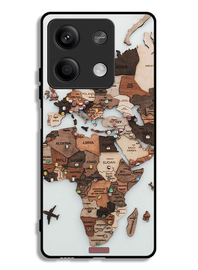 Tolwak Xiaomi Redmi Note 13 Protective Case Cover World Map Art - Image 1