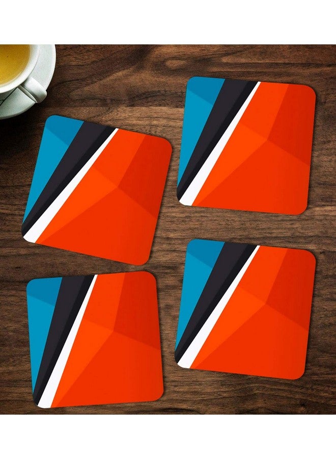 ASHVAH Abstract Pattern Print/Typography Tea/Coffee Mug/Designer Handmade Wooden Coaster Set for Home Kitchen, Office Desk - Set of 4 - Square: 10cm - DNO - 161 - Image 1