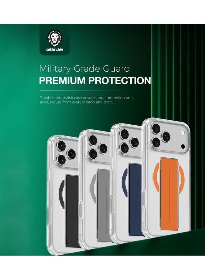 جرين ليون جراب ماج سيف لهاتف iPhone 17 Pro مصنوع من الجلد مع قفل مغناطيسي مزدوج الجوانب وحماية عالية الجودة / مقبض مغناطيسي - تيتانيوم برتقالي - Image 4