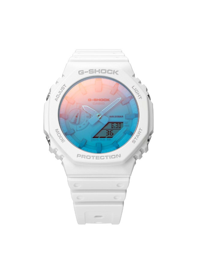 Casio G-Shock GA-2100TL-7ADR “CasiOak” Analog-Digital Men’s Watch, Carbon Core Guard, Shock Resistant, 200M Water Resistant, Translucent White Resin Band - Image 2