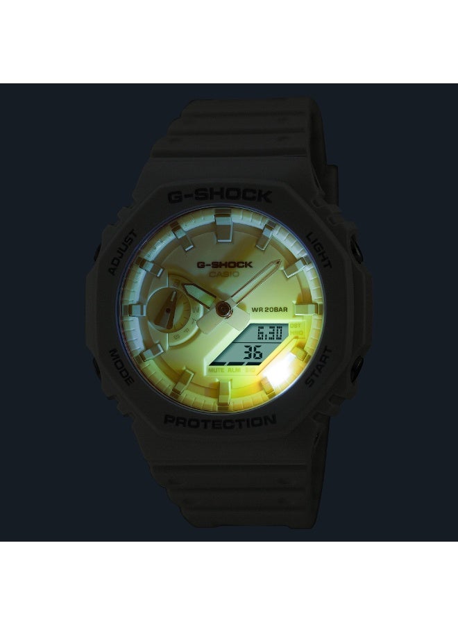 Casio G-Shock GA-2100TL-7ADR “CasiOak” Analog-Digital Men’s Watch, Carbon Core Guard, Shock Resistant, 200M Water Resistant, Translucent White Resin Band - Image 4