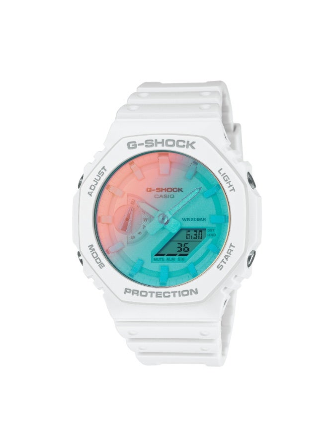 Casio G-Shock GA-2100TL-7ADR “CasiOak” Analog-Digital Men’s Watch, Carbon Core Guard, Shock Resistant, 200M Water Resistant, Translucent White Resin Band - Image 1
