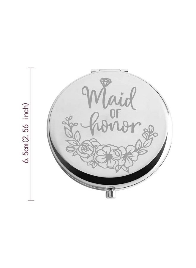 Zuo Bao Wedding Compact Mirror Bridesmaid Gift Maid Of Honor Makeup Mirror Wedding Proposal Gift For Bridesmaid Flower Girl (Maid Of Honor) - Image 2