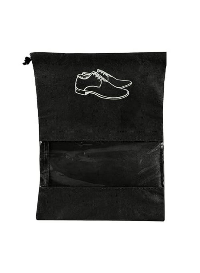 BigPlayer Premium Shoe Pouch Transparent Non Woven Fabric Shoe Cover for Travelling (Black Pack of 12) - Image 4