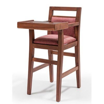Ogesta Wooden Baby High Chair with Tray, Walnut Finish, Rose Cushioned Seat Feeding Brown Finish Table Chair Sets - Image 1