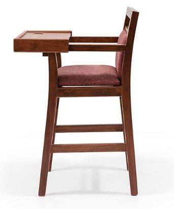 Ogesta Wooden Baby High Chair with Tray, Walnut Finish, Rose Cushioned Seat Feeding Brown Finish Table Chair Sets - Image 2