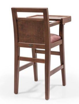 Ogesta Wooden Baby High Chair with Tray, Walnut Finish, Rose Cushioned Seat Feeding Brown Finish Table Chair Sets - Image 3