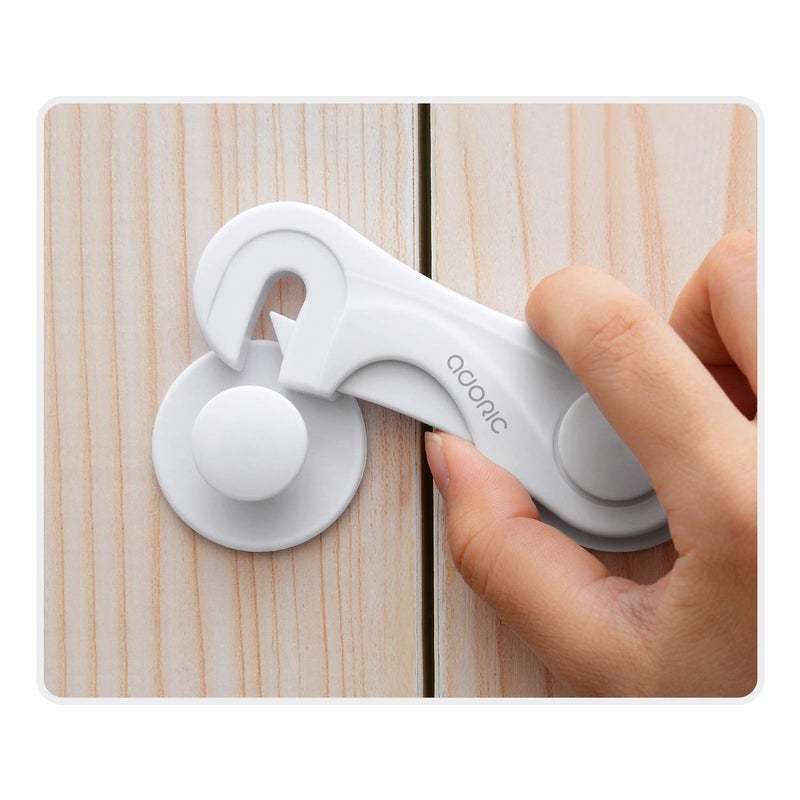Adoric Cabinet Locks - Adoric Life Child Safety Locks 4 Pack - Baby Safety Cabinet Locks - Baby Proofing Cabinet Kitchen System with Strong Adhesive Tape - Image 1