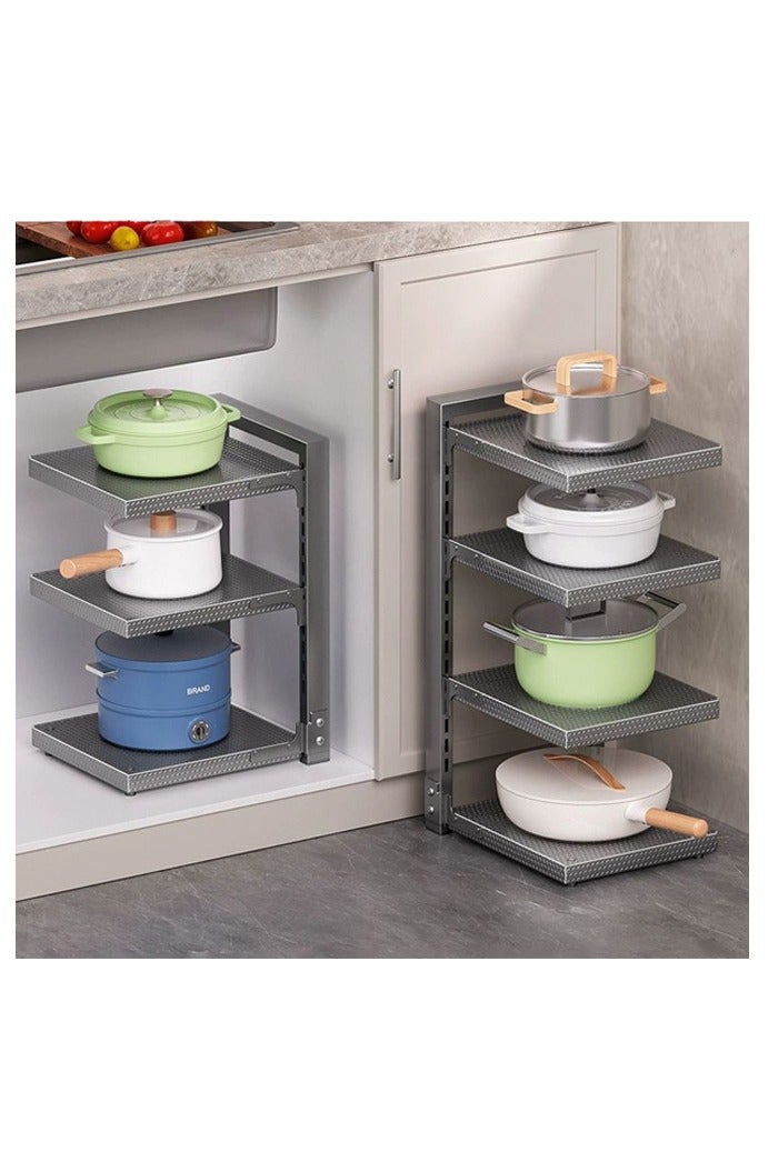 4-طبقة وعاء تخزين الرف ، المطبخ كونترتوب الطابق الدائمة تخزين الرف ، متعددة الوظائف تجهيزات المطابخ تخزين الرف ، متعدد الطبقات بالوعة مجلس الوزراء رفوف وحدة ، قابل للتعديل متعدد الطبقات تخزين الرف ، أسود - Image 1